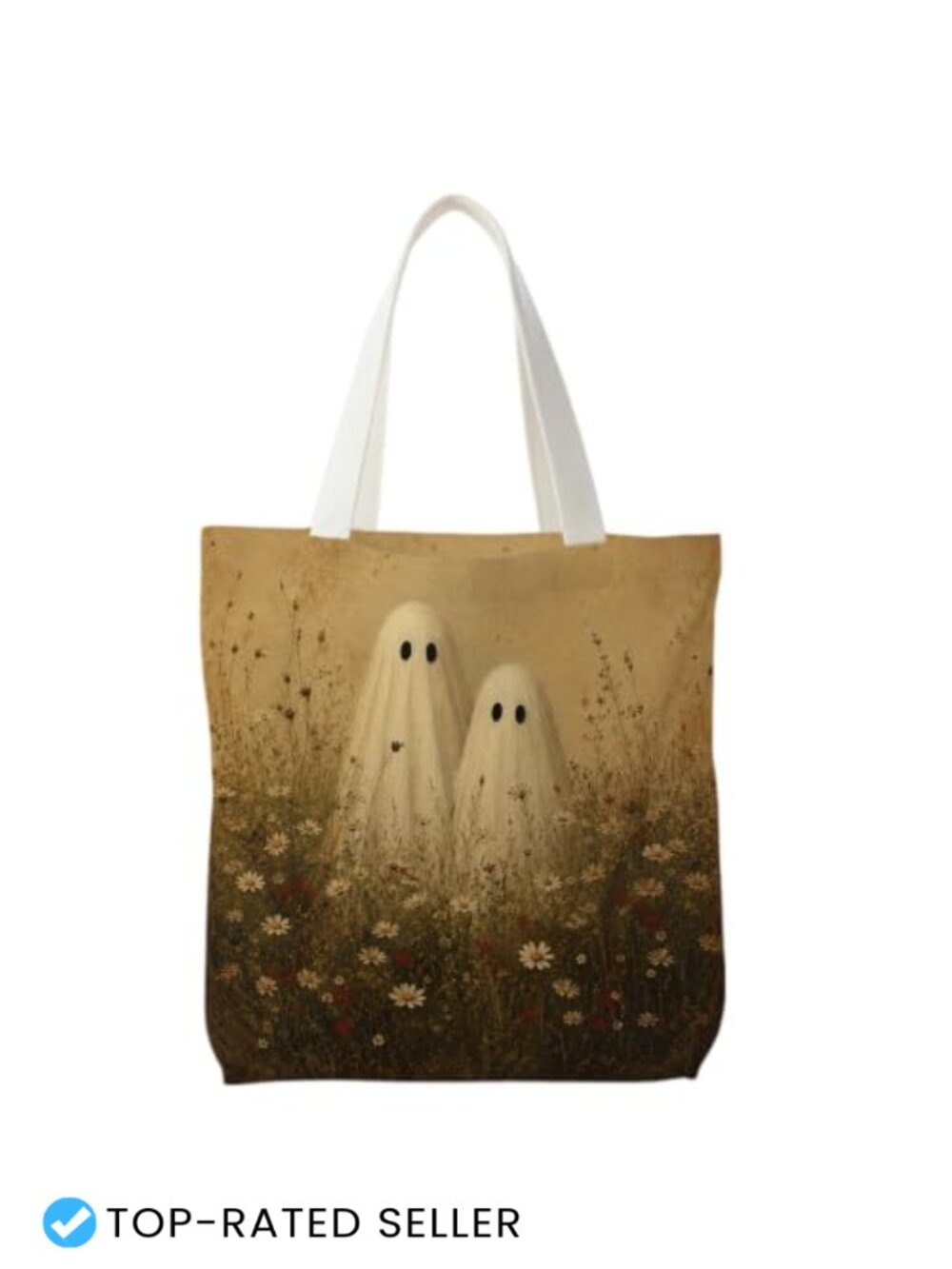 Spooky Halloween Ghost Tote Bag, Foldable & Lightweight
